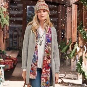 SUNDANCE 'Carlisle' Long Alpaca Wool Blend Cardigan Gray SZ Small Sweater